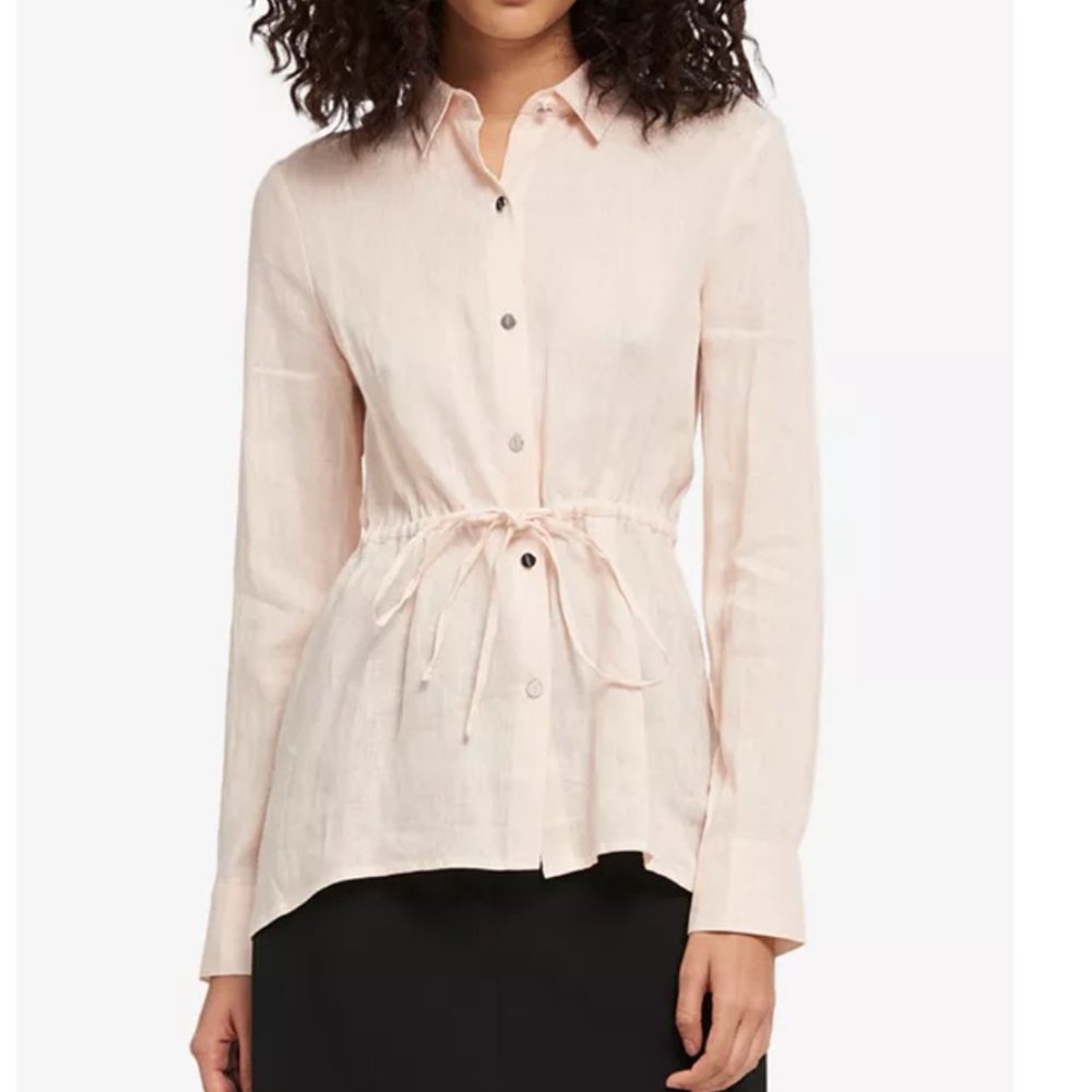DKNY Linen Tie-Waist Blouse